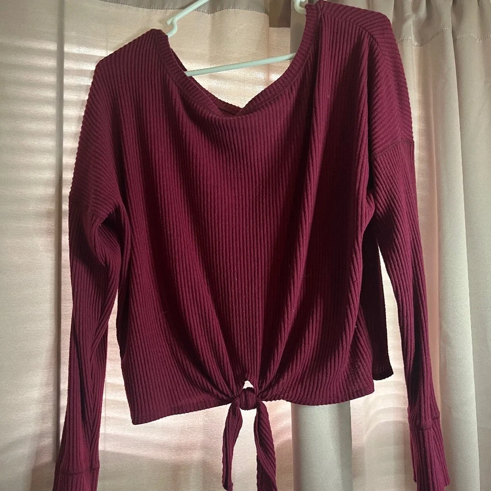 Pink Abercrombie and Fitch Tie Long Sleeve Shirt - Picture 1 of 1